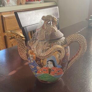 Dragon Handle Ceramic Teapot with Colorful Design